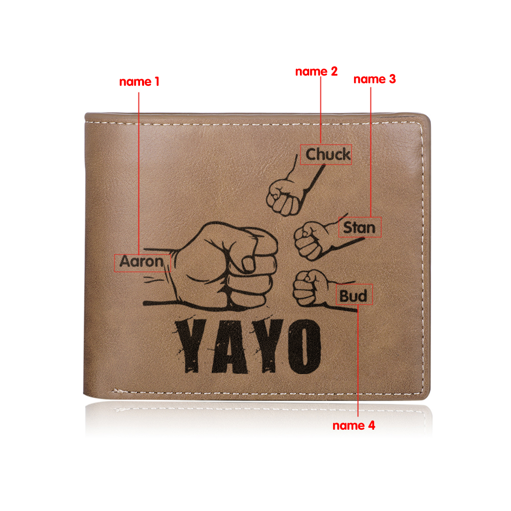 A mi abuelo-Cartera 2-5 nombres personalizados billetera clásica puño con puño -Jessemade ES