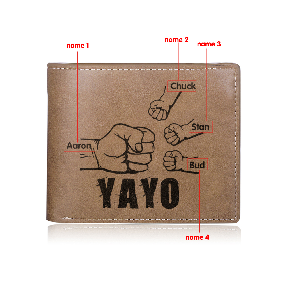 A mi abuelo-Cartera 2-5 nombres personalizados billetera clásica puño con puño -Jessemade ES
