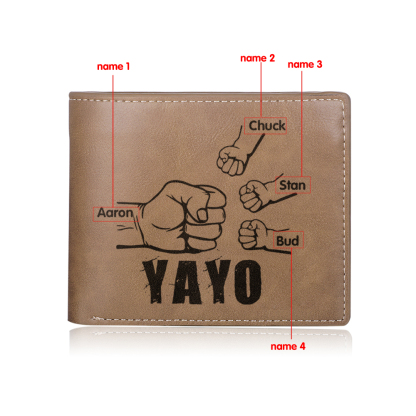A mi abuelo-Cartera 2-5 nombres personalizados billetera clásica puño con puño -Jessemade ES