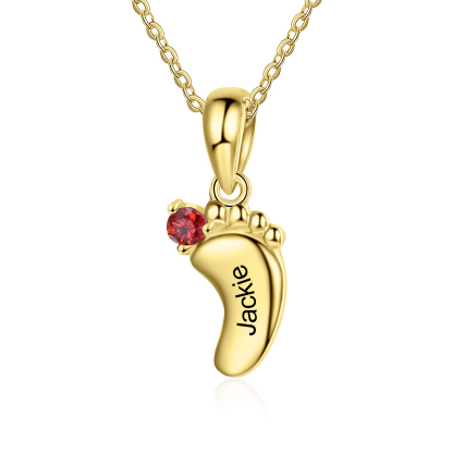 Collar pie de bebé con 1-6 nombres personalizados y 1-6 piedras de nacimiento color oro-Jessemade ES