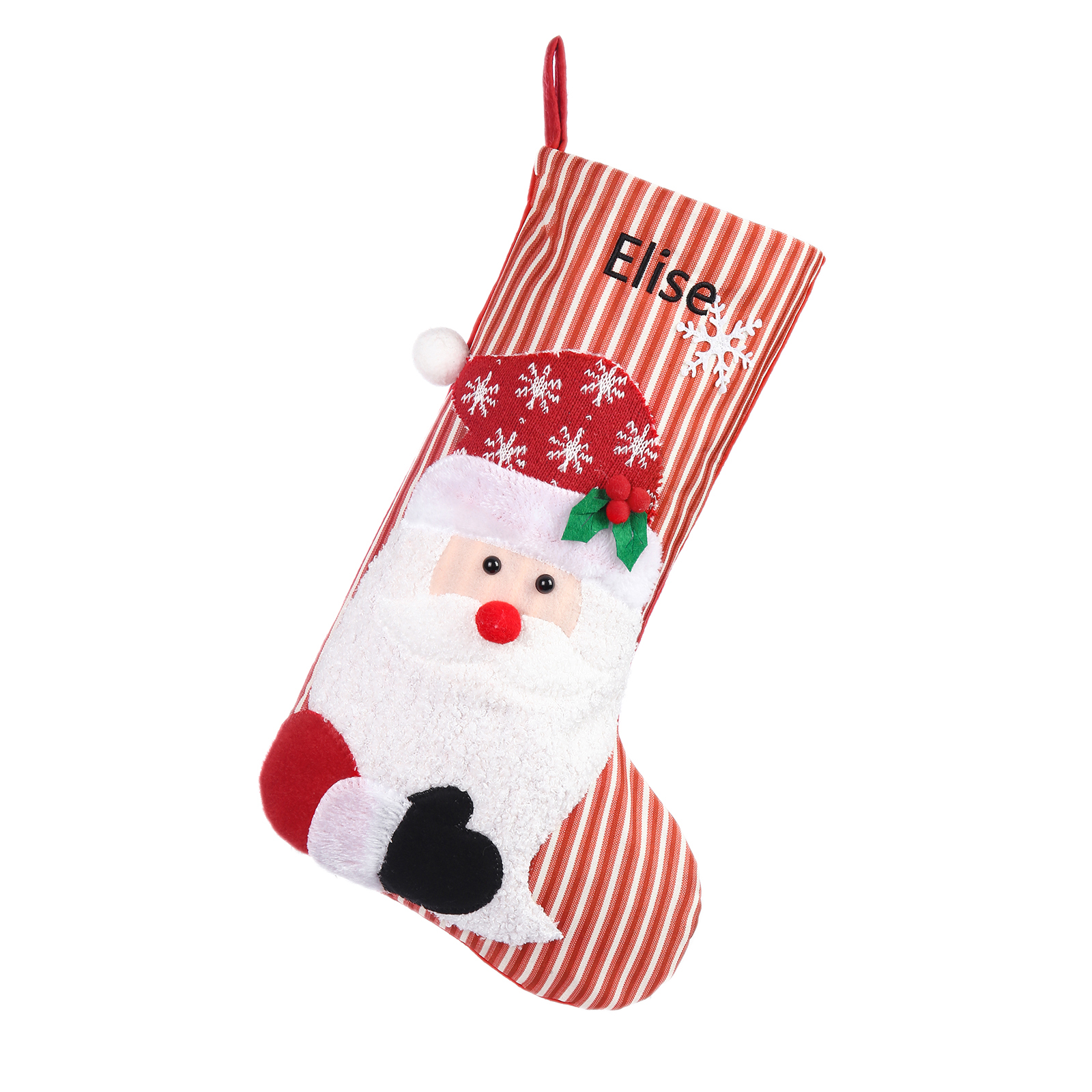 Adornos de medias navideñas con muñeco Bolsa de regalo 1 Nombre personalizado-Jessemade ES