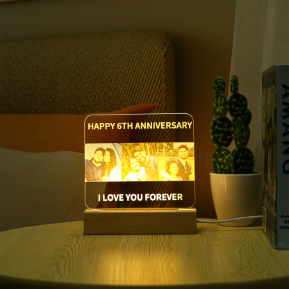 Lámpara 3D Ilusión Luz de noche LED 3 fotos personalizadas con 2 textos