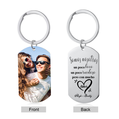 Llavero personalizado con 2 nombres y 1 foto para pareja-Jessemade ES
