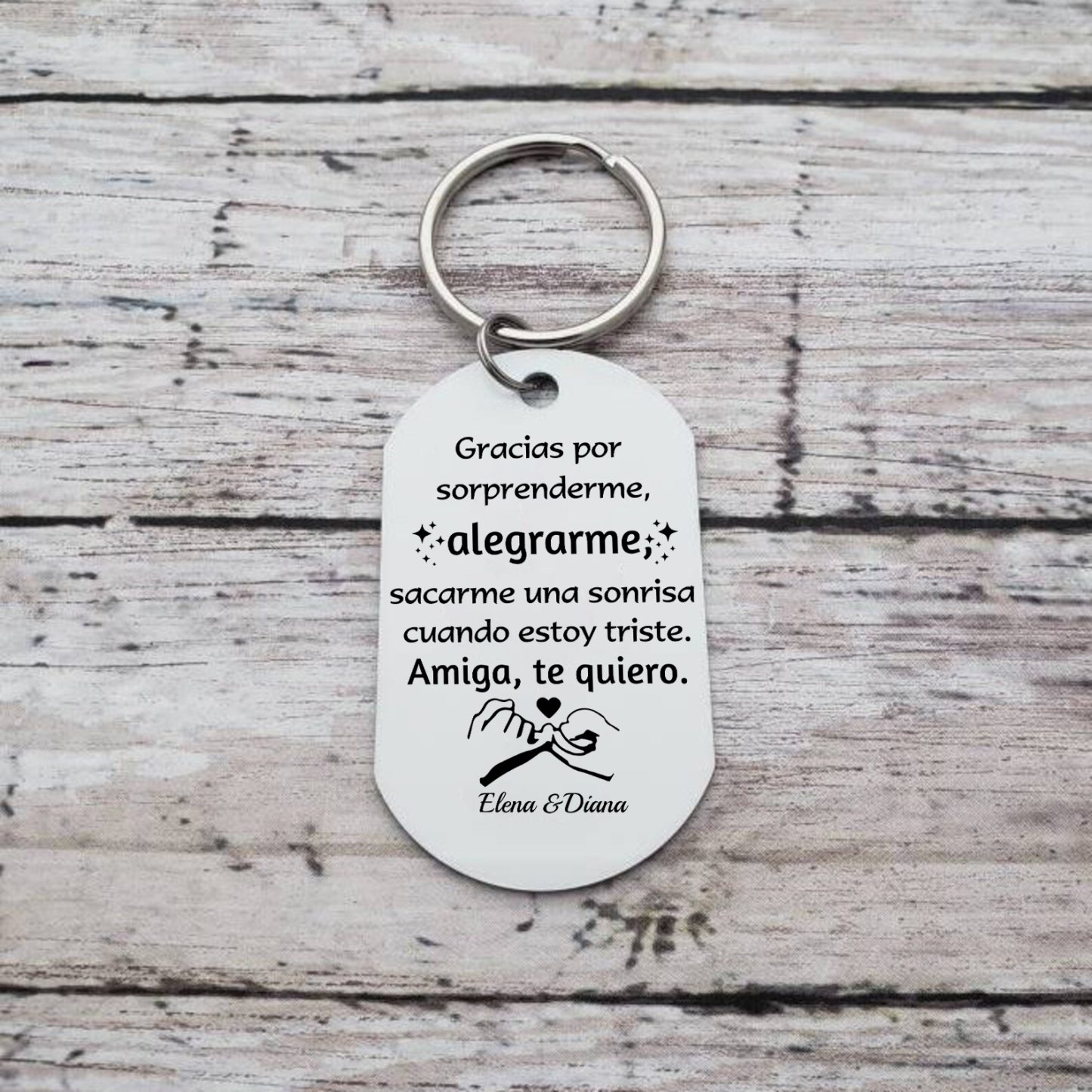 A mi amiga - Llavero con 2 nombres personalizados con foto-Jessemade ES