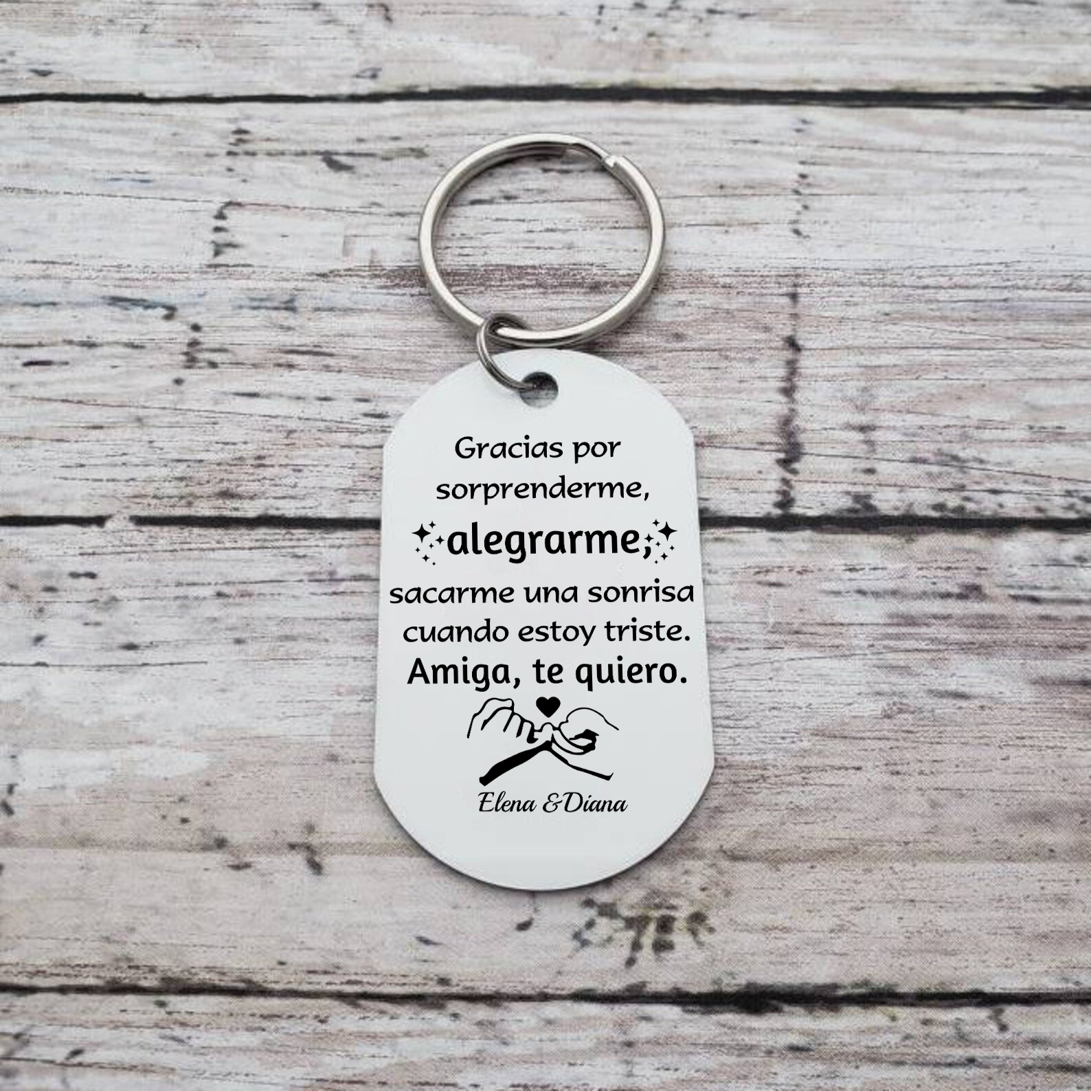 A mi amiga - Llavero con 2 nombres personalizados con foto-Jessemade ES
