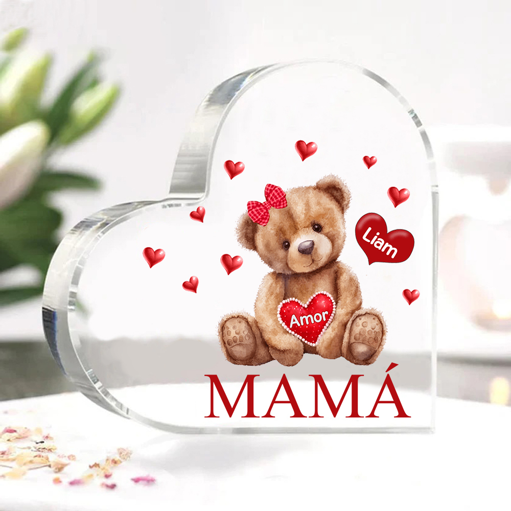 A mi mamá/abuela-Placa de acrílico "Nosotros" en forma de corazón 1 nombre y 1 texto personalizados-Jessemade ES