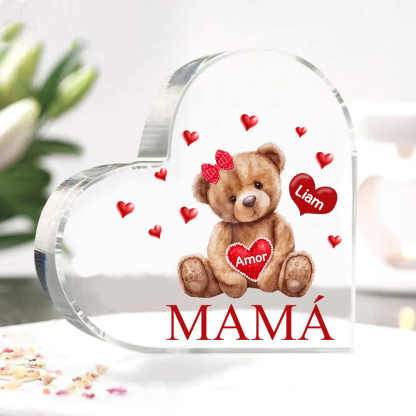 A mi mamá/abuela-Placa de acrílico "Nosotros" en forma de corazón 1 nombre y 1 texto personalizados-Jessemade ES
