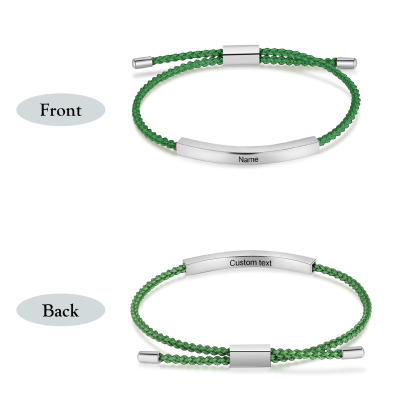 Pulsera de cuerda tejida a mano con nombre y texto personalizados seis colores placa plateada