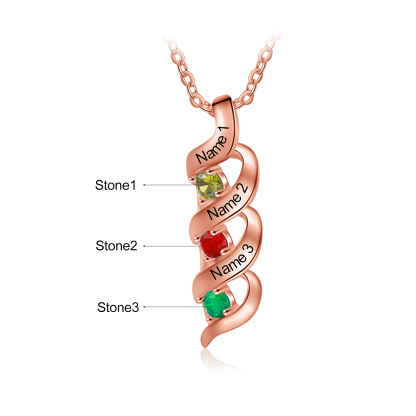 Collar de DNA 2-7 nombres y piedras personalizados-Jessemade ES