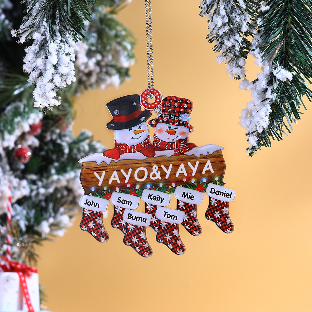 Navidad-Ornamentos Navideños de Acrílico Muñecos de Nieve 7 Nombres con Texto Personalizados