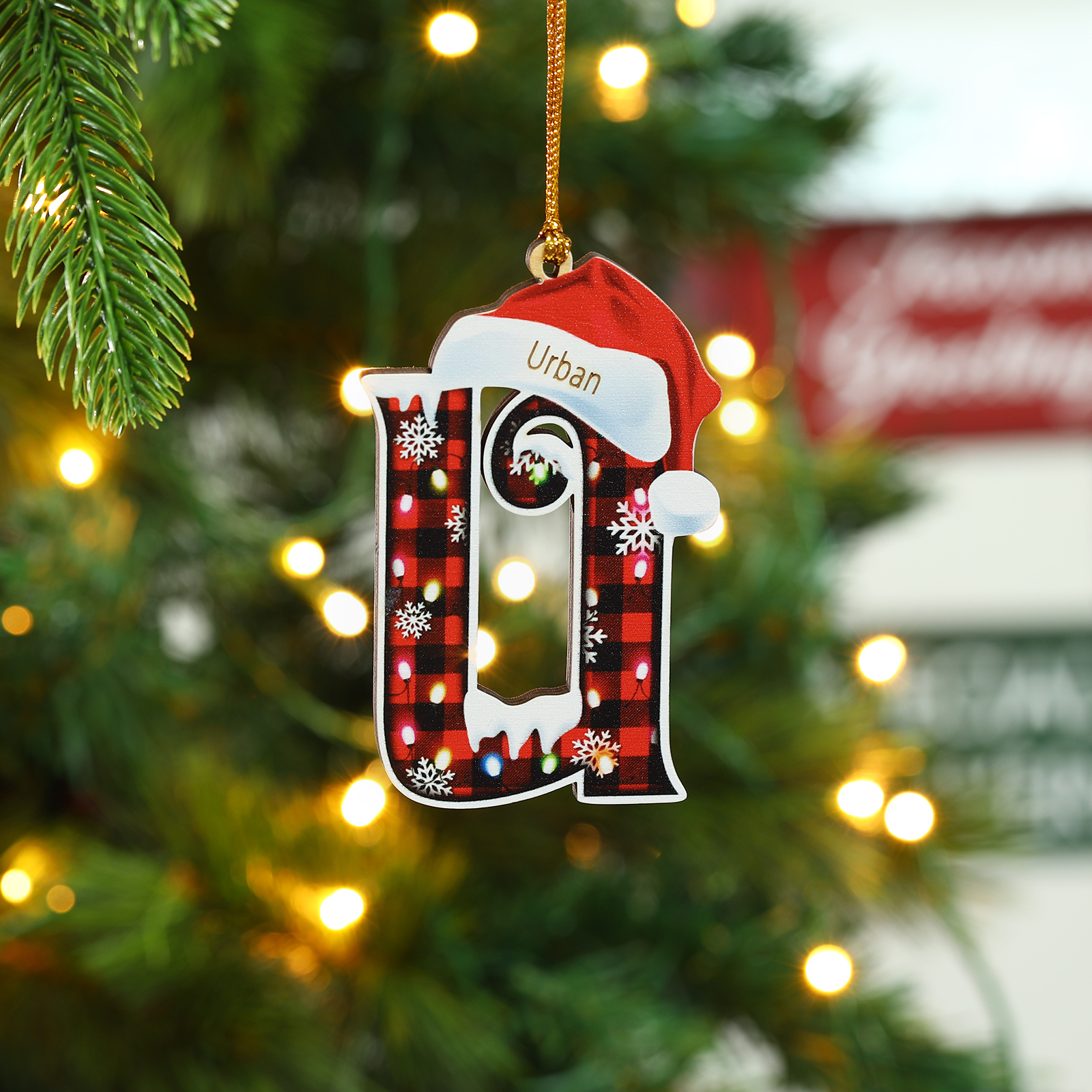 Navidad-Ornamentos Navideños de Madera Letra 1 Nombre Personalizado