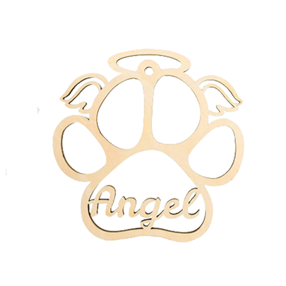 Navidad-Ornamento navideño con alas pata de perro y gato nombres personalizados Adorno de madera