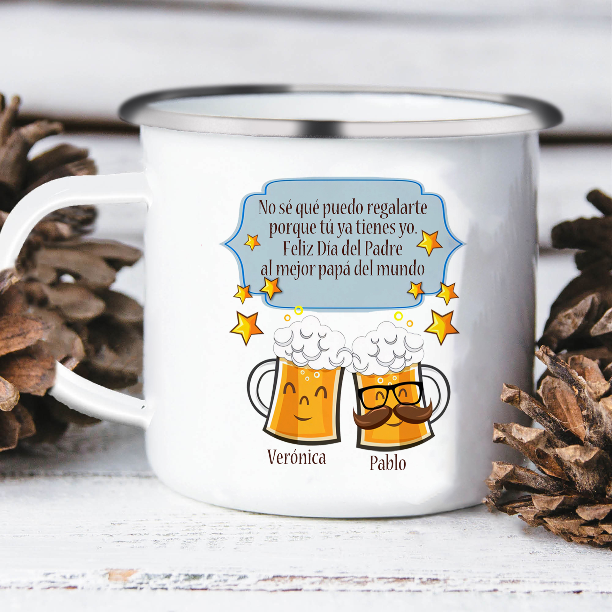 Taza para papá con 2 nombres personalizados-Jessemade ES