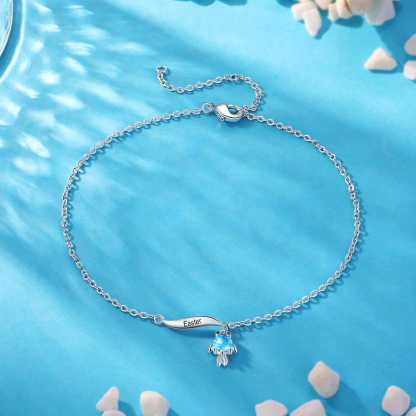 Pulsera de tobillo 1-6 nombres y piedras personalizados con dije de pececito-Jessemade ES