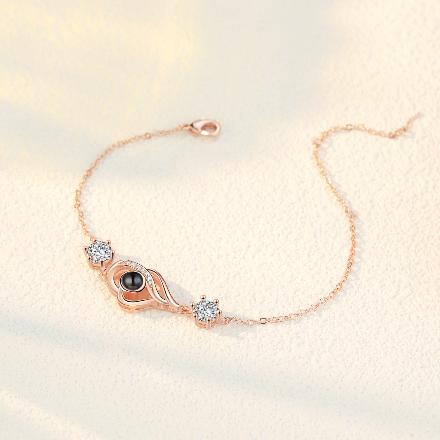 Pulsera con proyección de foto en color para mujer dije de corazón, Brazalete de proyección-Jessemade ES