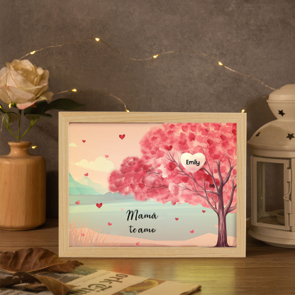 Marco con LED Árbol de la Vida 1-10 Nombres Personalizados con 1 Texto-Jessemade ES