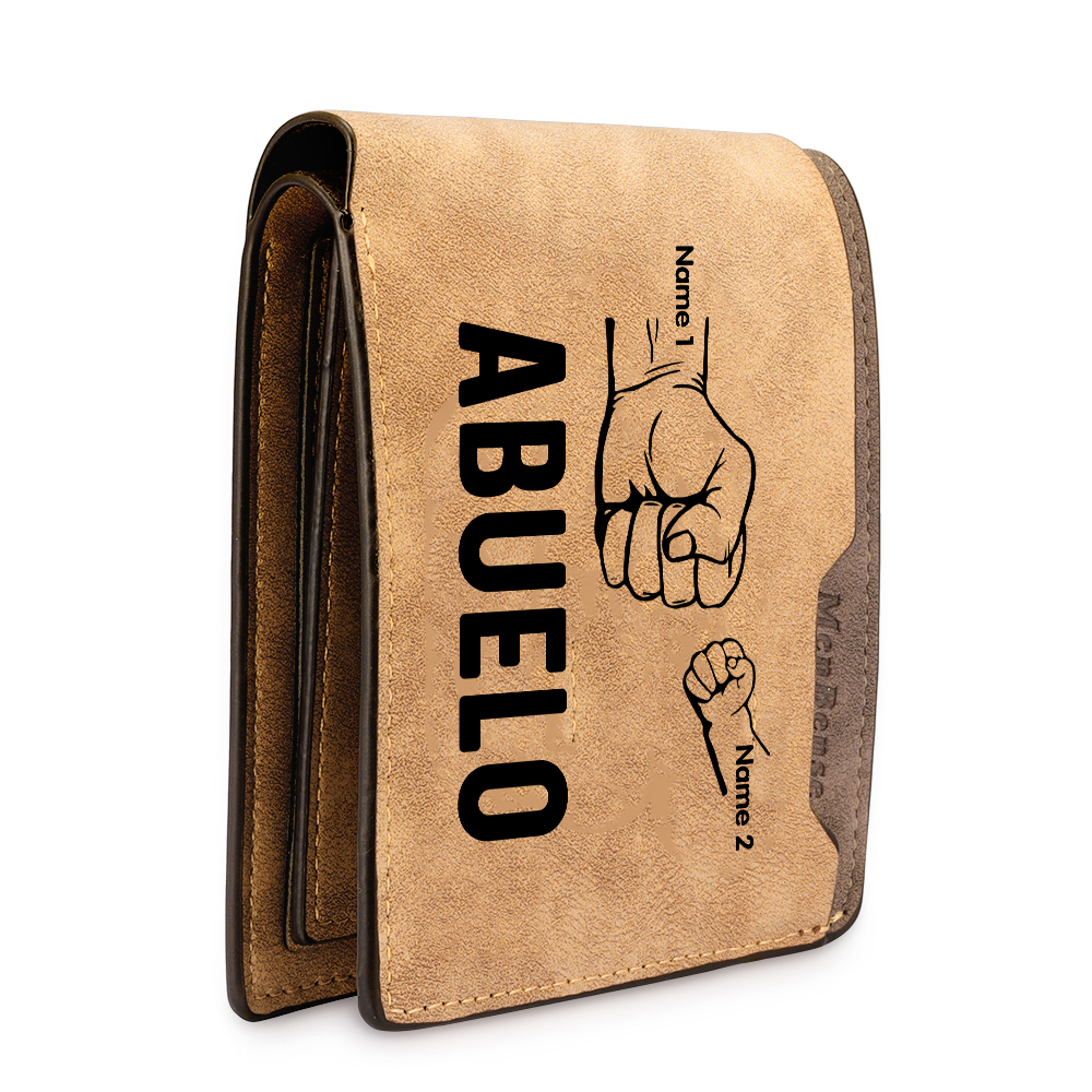 A mi abuelo-Cartera 2-5 nombres personalizados billetera clásica puño con puño -Jessemade ES