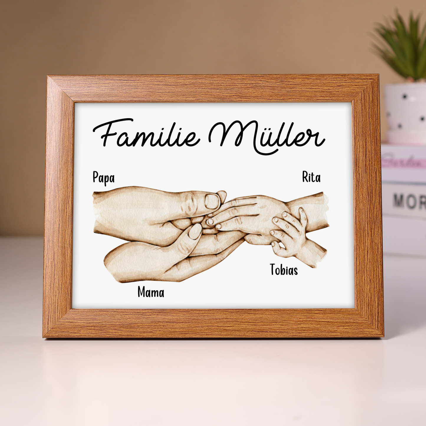 A mi papá-Marco de madera mano a mano 4 nombres personalizados con texto-Jessemade ES