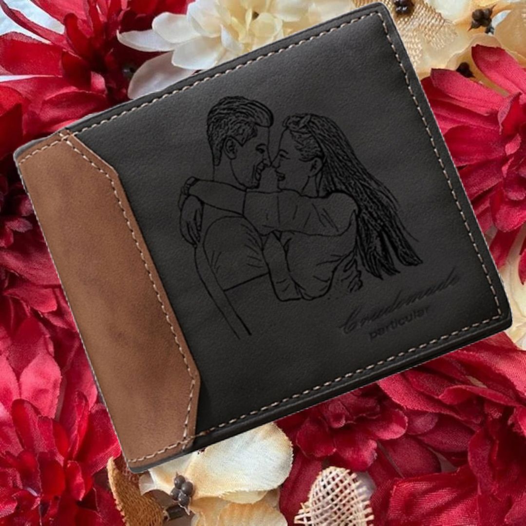 Cartera, billetera personalizada con 1 foto, 1 nombre y 1 letra monedero para hombre