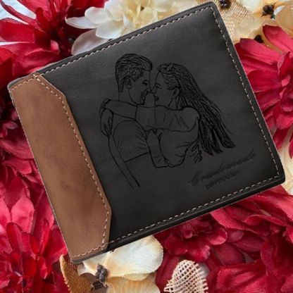 Cartera, billetera personalizada con 1 foto, 1 nombre y 1 letra monedero para hombre