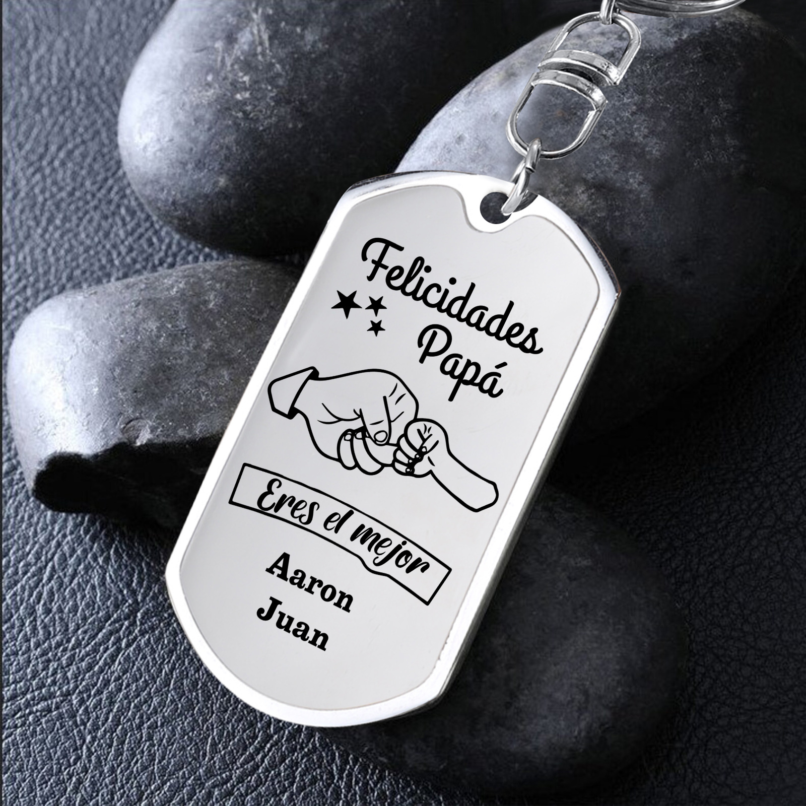 A mi papá-Llavero Personalizado Puño con Puño 2 Nombres-Jessemade ES
