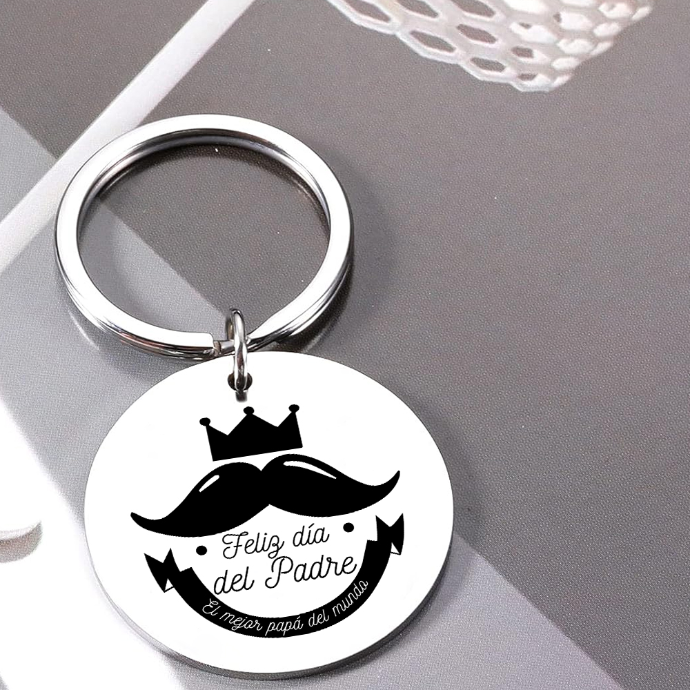 A mi papá-Llavero de placa redonda "Feliz Día del Padre"-Jessemade ES