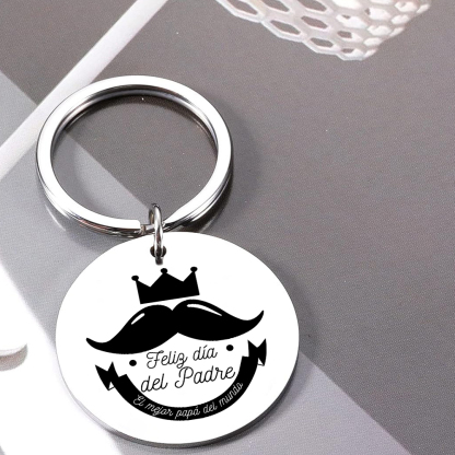 A mi papá-Llavero de placa redonda "Feliz Día del Padre"-Jessemade ES