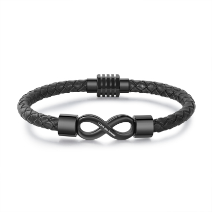 Pulsera de cuero con nudo infinito 1 texto personalizado-Jessemade ES