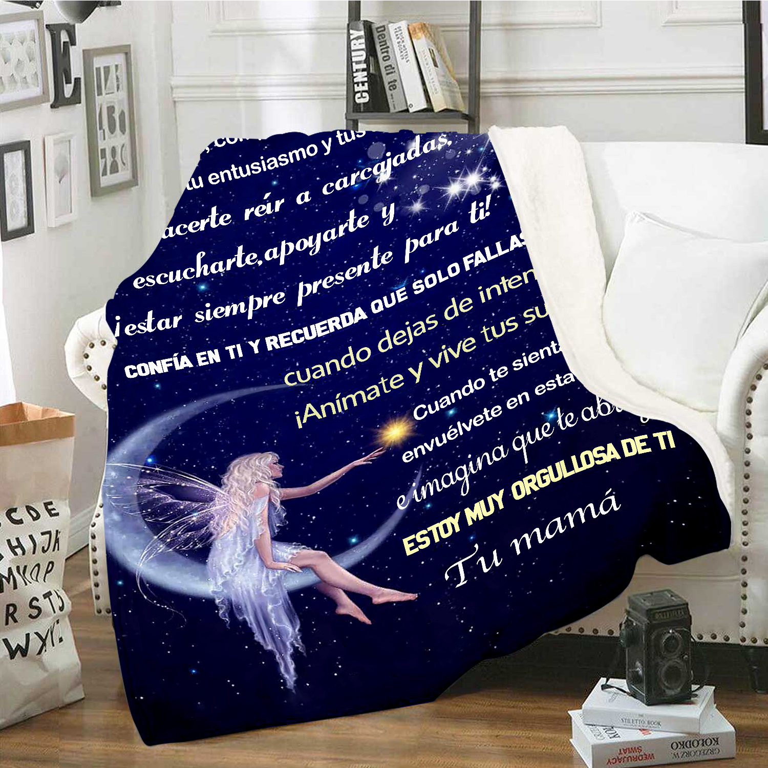 A mi hija-Manta de buen calidad con frase amoroso de mamá a hija-Jessemade ES