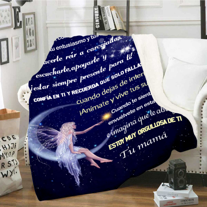A mi hija-Manta de buen calidad con frase amoroso de mamá a hija-Jessemade ES