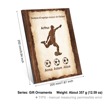 A mi papá - Lámina 2-7 nombres personalizados marco de madera equipo de fútbol-Jessemade ES