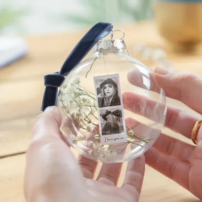 Bola navideña Adorno de Navidad 1texto y 2 fotos personalizados