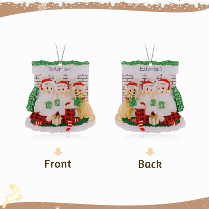 Navidad-Muñecos Ornamentos Navideños Familia con Perro 3 Nombres y Texto Personalizados