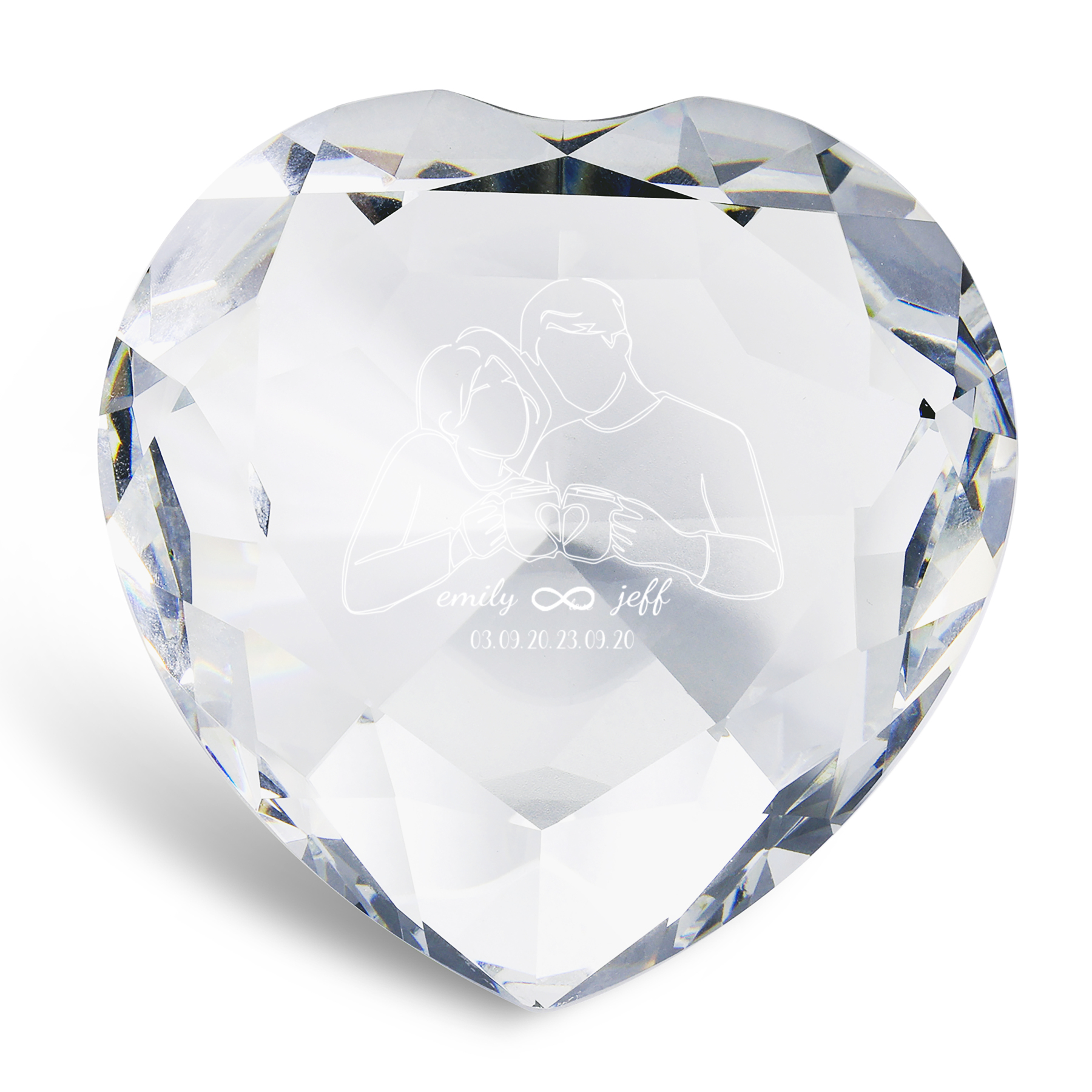 Decoración de vidrio de corazón con 2 nombres y fecha personalizados para el AMOR-Jessemade ES