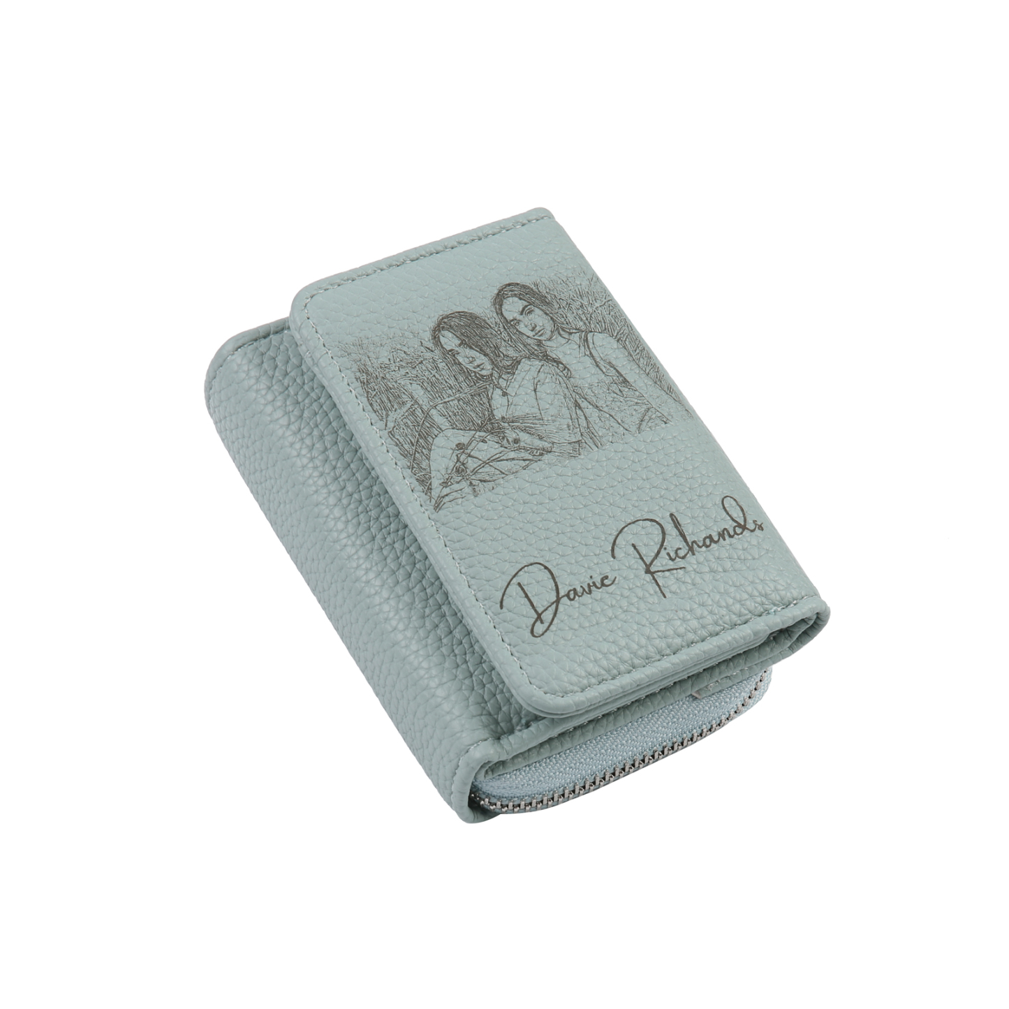 Cartera, billetera con 1 texto y 1 foto personalizados monedero clásico para mujer