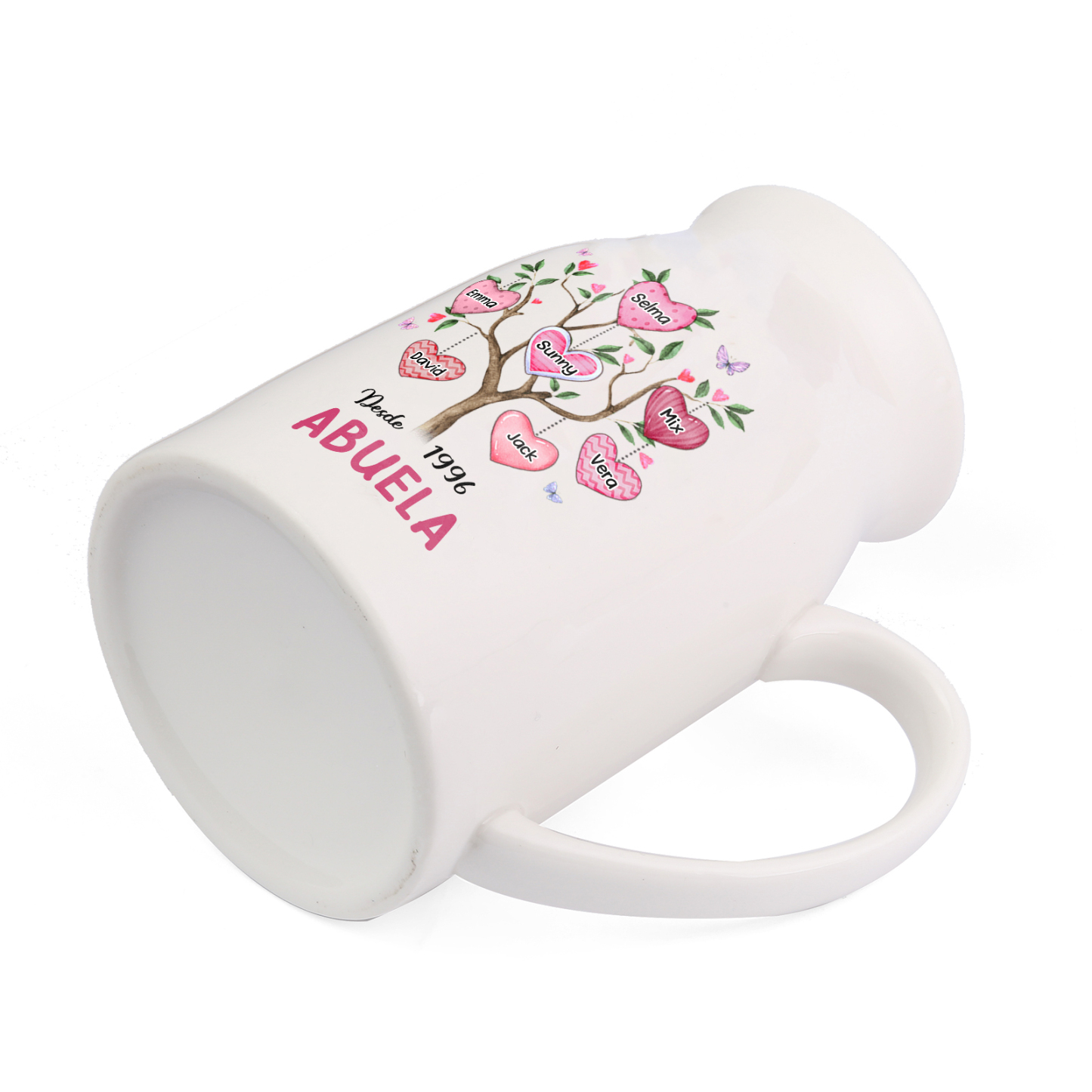 Florero de cerámica árbol de corazones 2-8 nombres personalizados con texto y año decoración del hogar-Jessemade ES