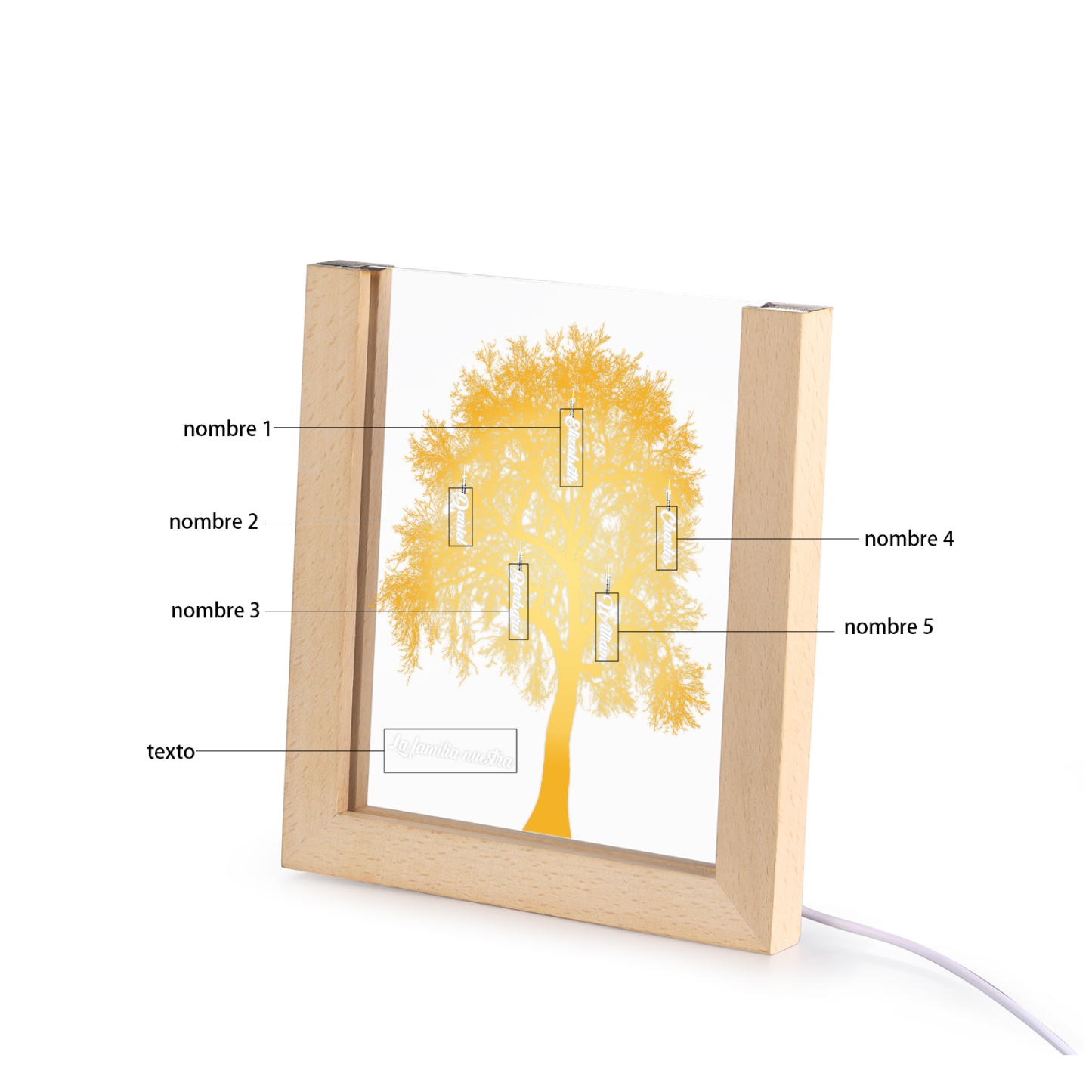 A mi mamá/abuela-Lámpara Personalizada con 2-8 Nombres y Texto "árbol" 3D Ilusión Luz de Noche-Jessemade ES