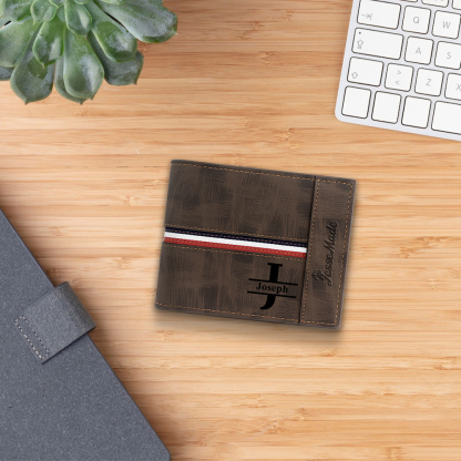 Cartera, billetera personalizada con 1 foto, 1 nombre y 1 letra monedero para hombre-Jessemade ES