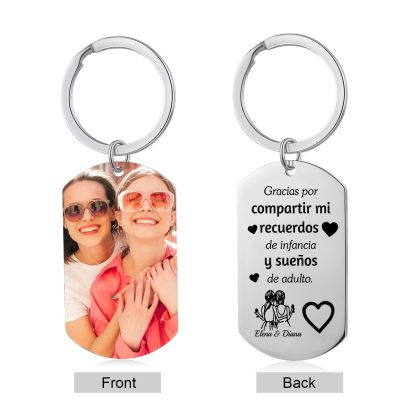 A mi amiga/hermana - Llavero con 2 nombres personalizados con foto-Jessemade ES