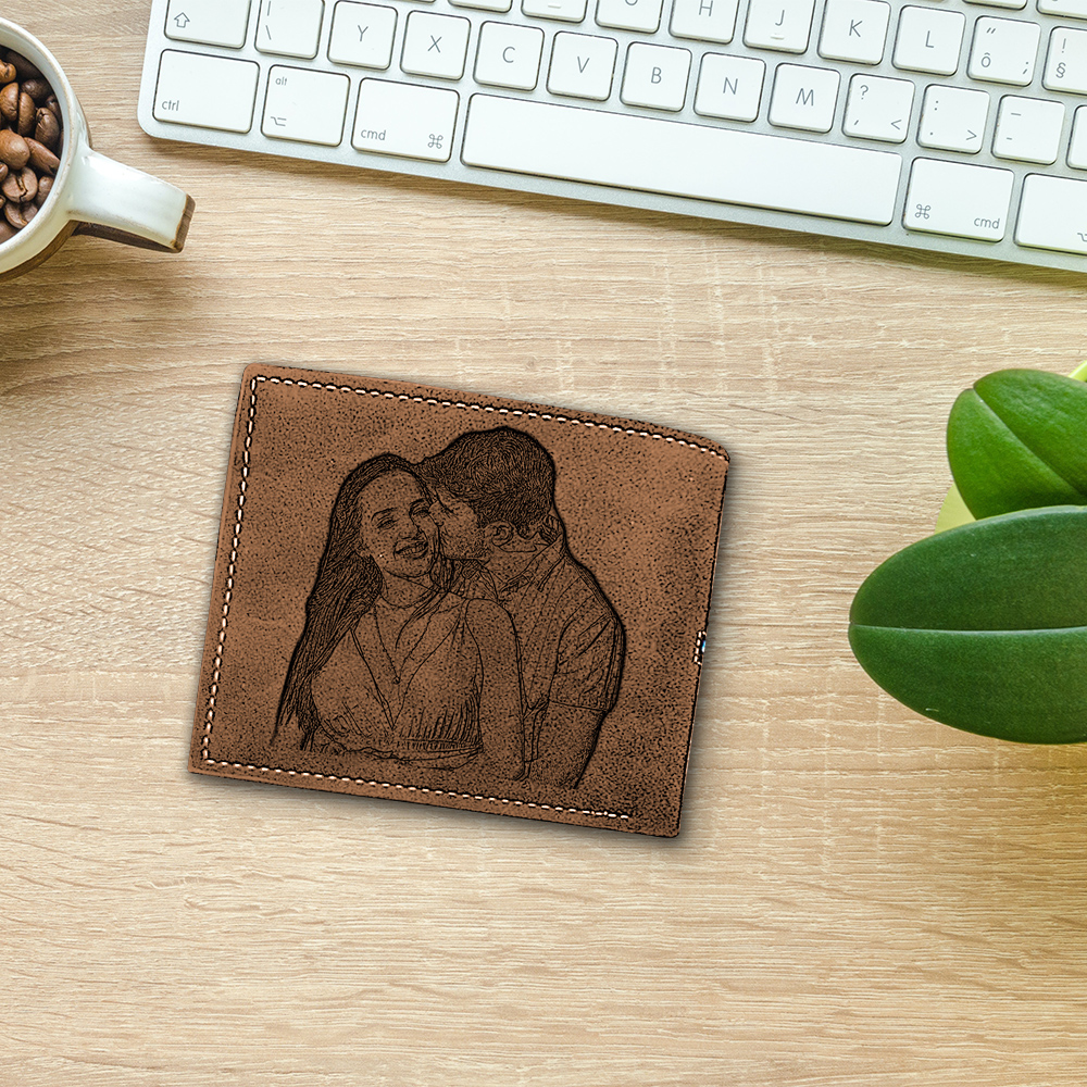 Cartera, billetera personalizada con 1 foto, 1 nombre y 1 letra monedero para hombre-Jessemade ES