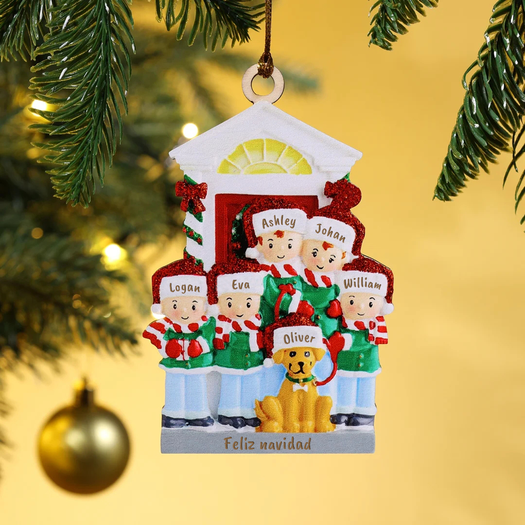 Muñecos ornamentos navideños 6 nombres con texto personalizados Adorno de Madera