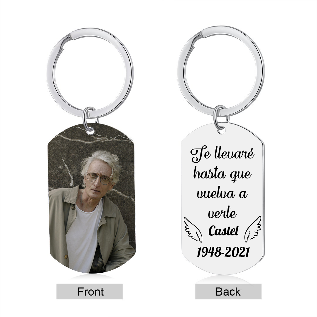 Llavero conmemorativo a un ser querido personalizado con foto, nombre y años-Jessemade ES