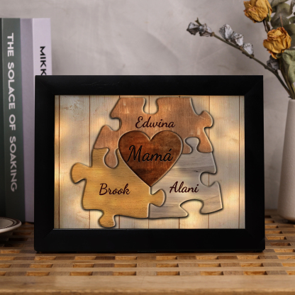 A mi abuela-Marco de 3-9 nombres personalizados rompecabezas de plástico con lámpara-Jessemade ES