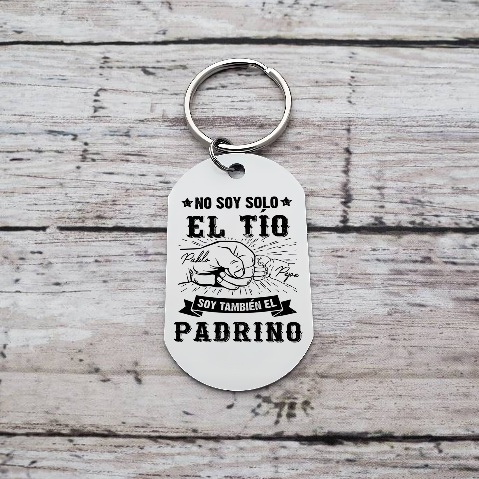 A mi tío/padrino - Llavero puño con puño 2 nombres personalizados-Jessemade ES