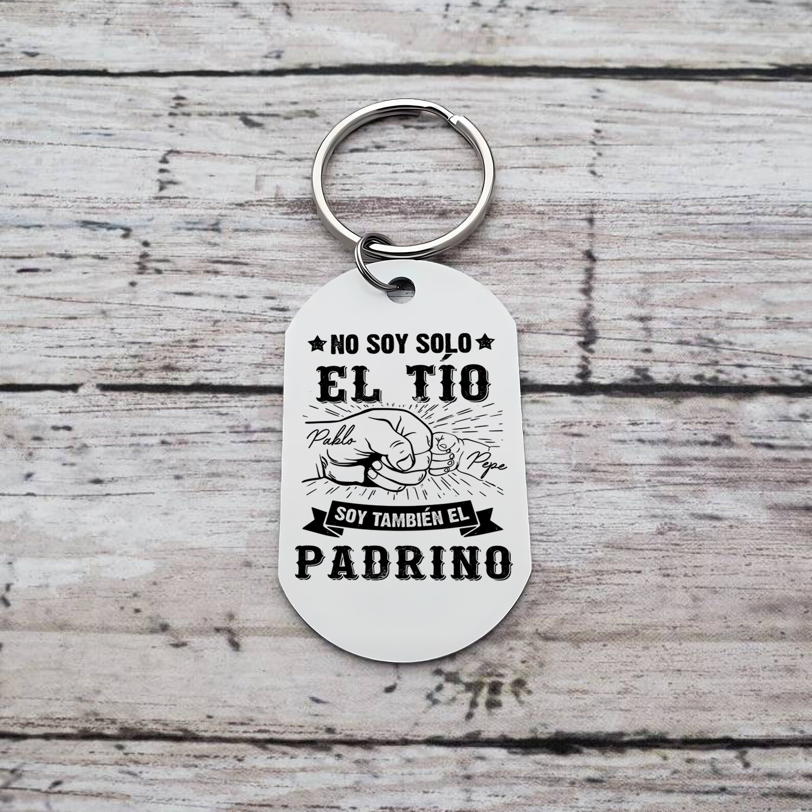 A mi tío/padrino - Llavero puño con puño 2 nombres personalizados-Jessemade ES