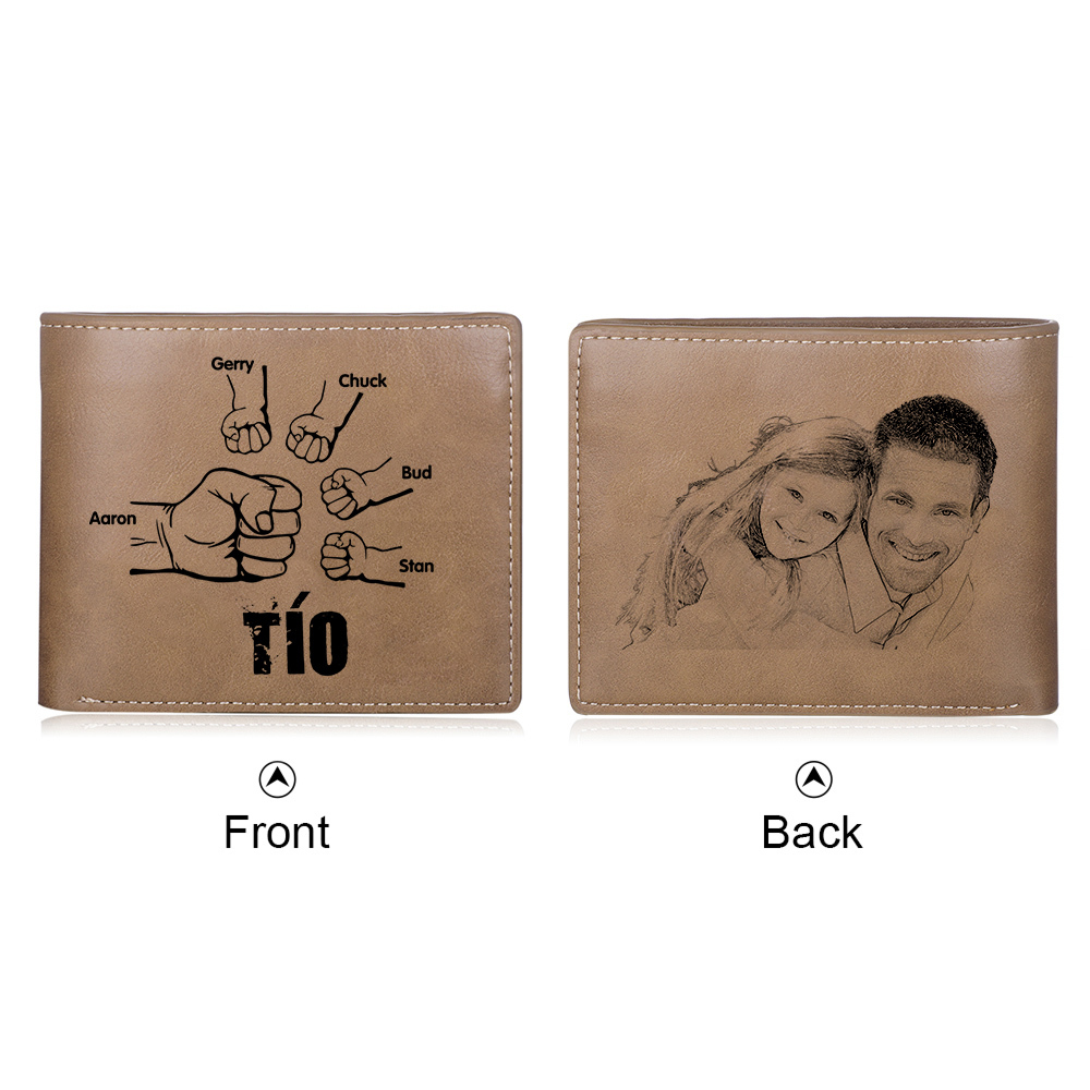 A mi tío-Cartera 2-5 nombres y foto personalizados billetera clásica puño a puño -Jessemade ES