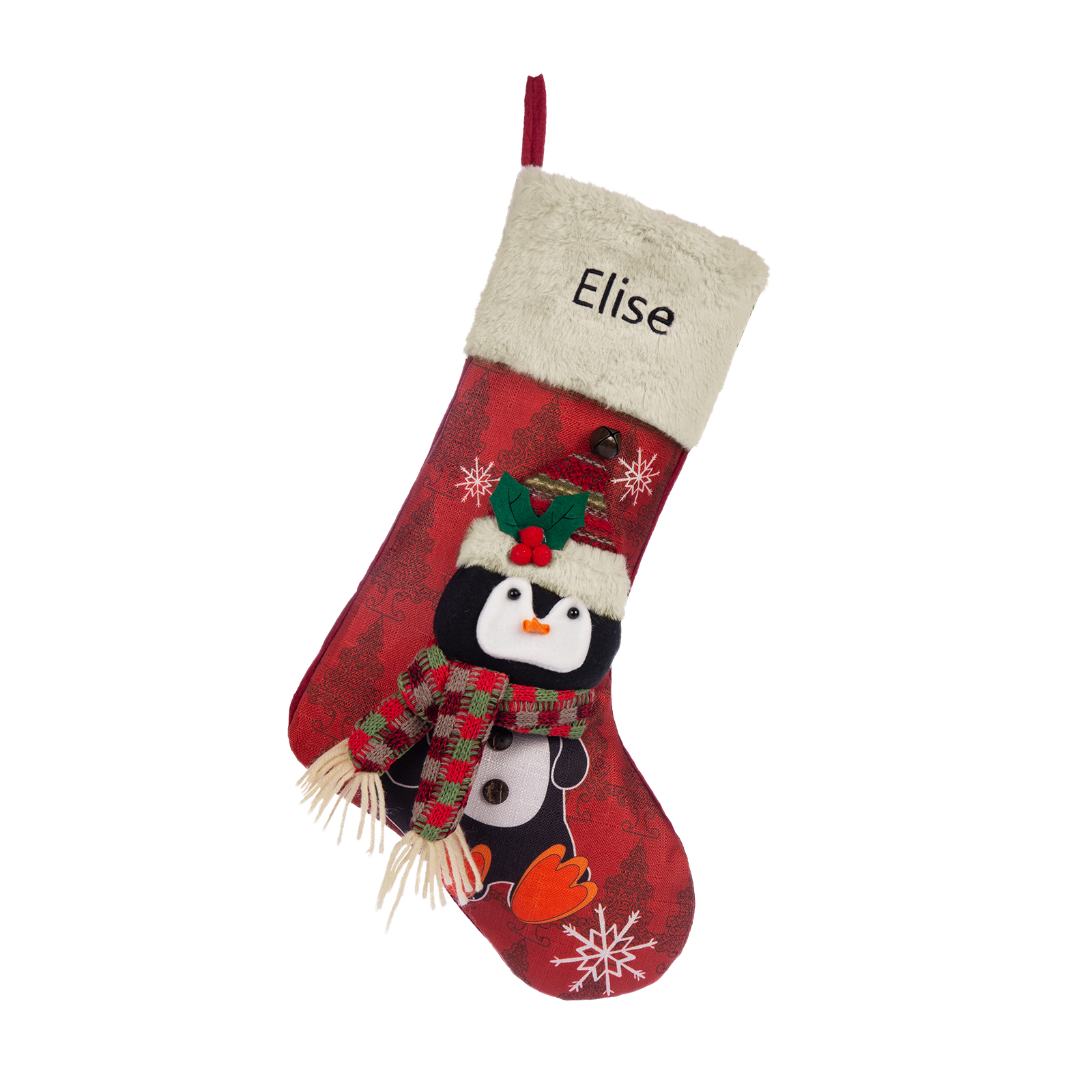 Adornos de medias navideñas con muñeco Bolsa de regalo 1 Nombre personalizado-Jessemade ES