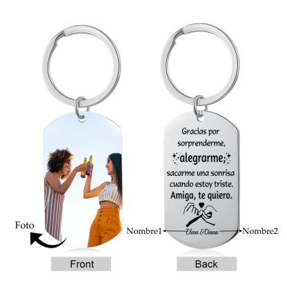 A mi amiga - Llavero con 2 nombres personalizados con foto-Jessemade ES