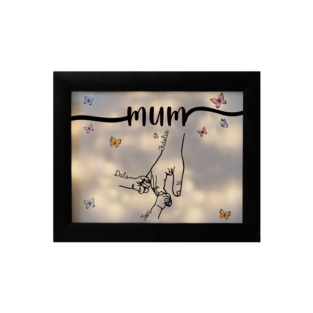 A mi mamá-Marco de 2-7 nombres y 1 texto personalizados de plástico con lámpara-Jessemade ES