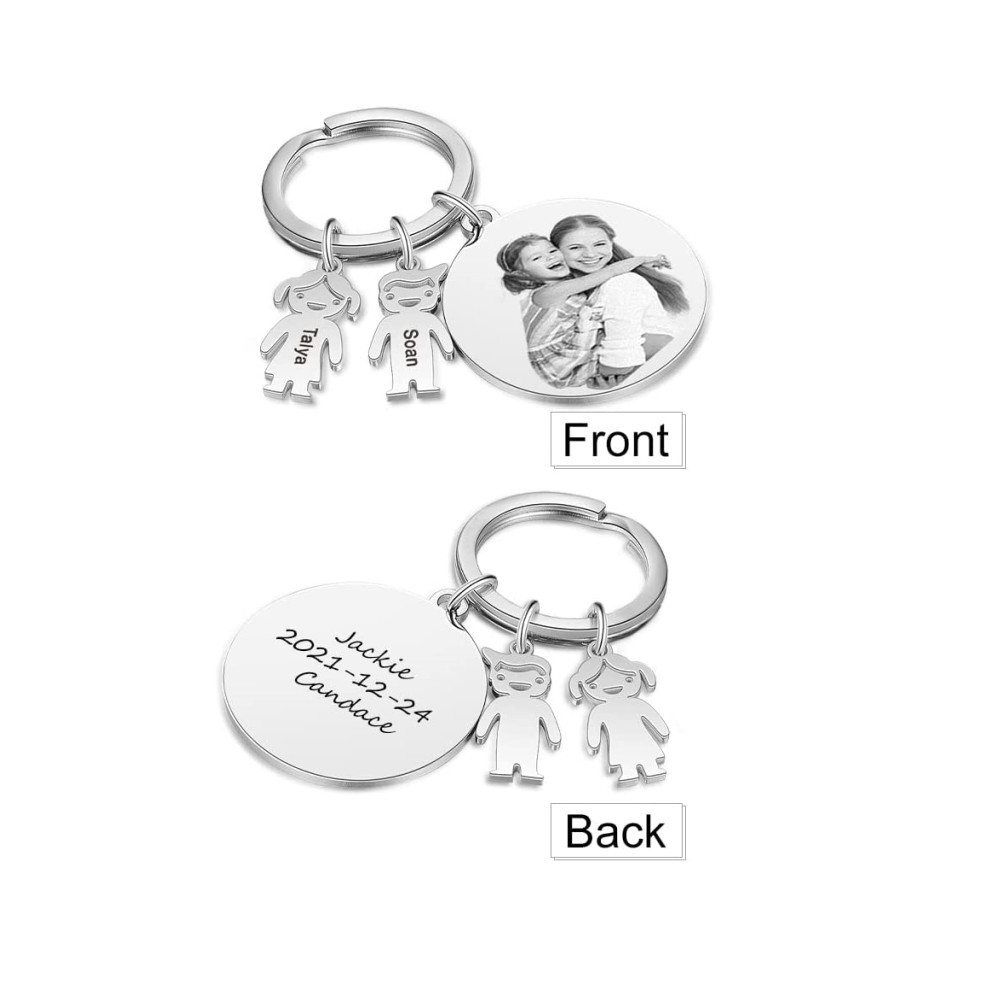 A mi tía - Llavero 2 Nombres Personalizado Con Charms 2 Niños con Foto y Texto-Jessemade ES
